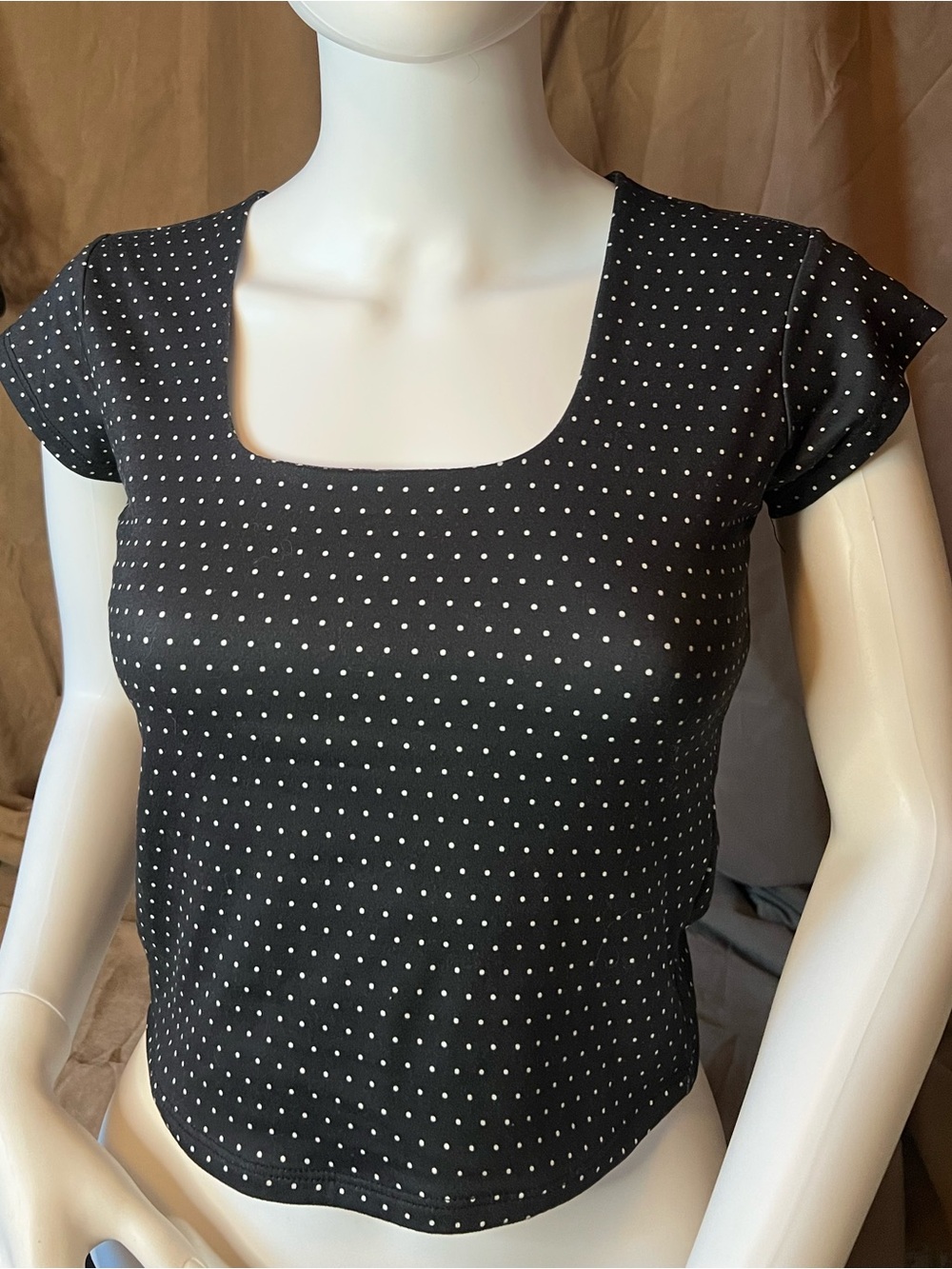 Nectar Clothing Black Polka Dot Square-Neck Crop Top